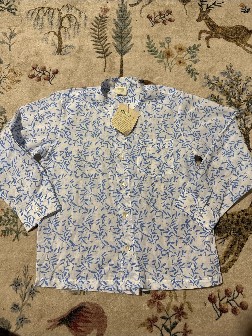 Soma organic cotton  Blue Floral Long-Sleeve Shirt size 6